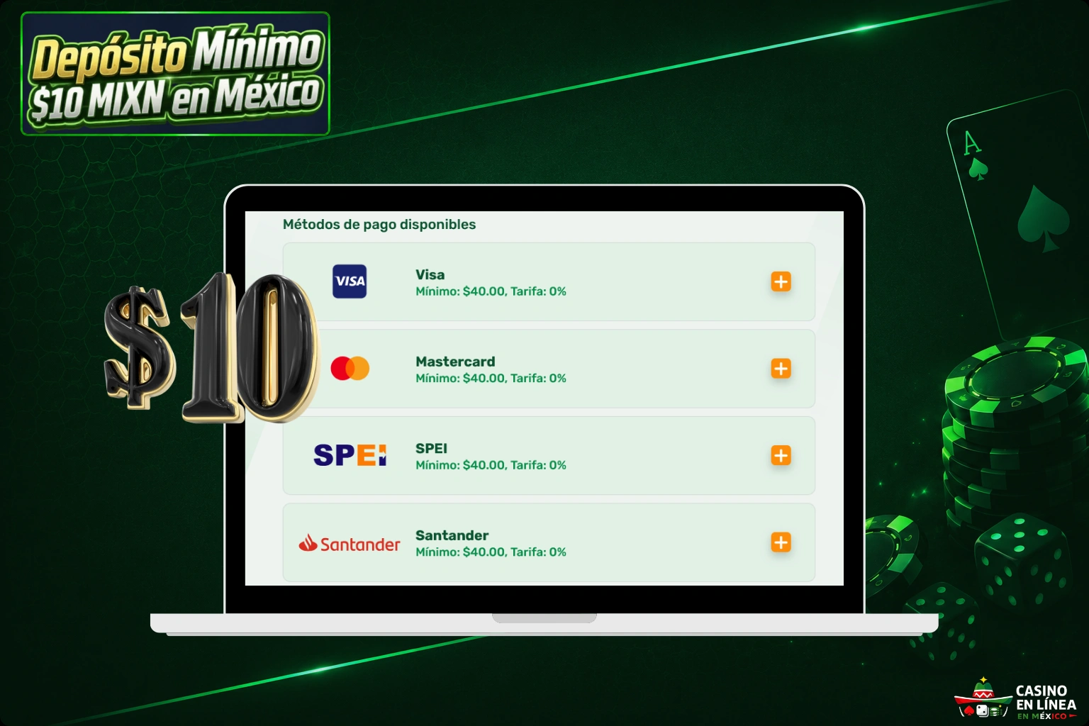 Bonificaciones Disponibles para Depósitos de 10 Pesos