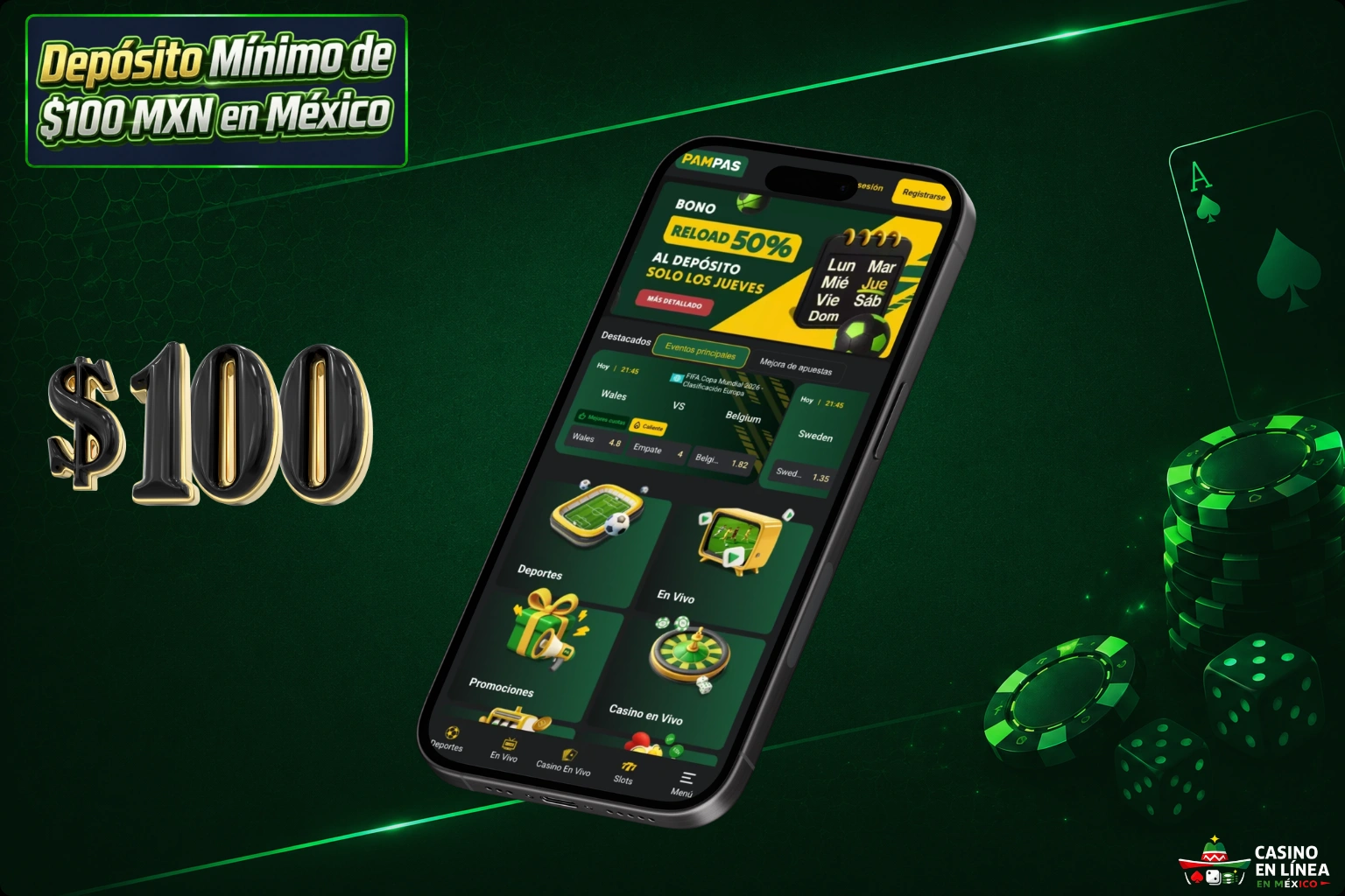 Casinos para Móvil con Depósito de $100 MXN