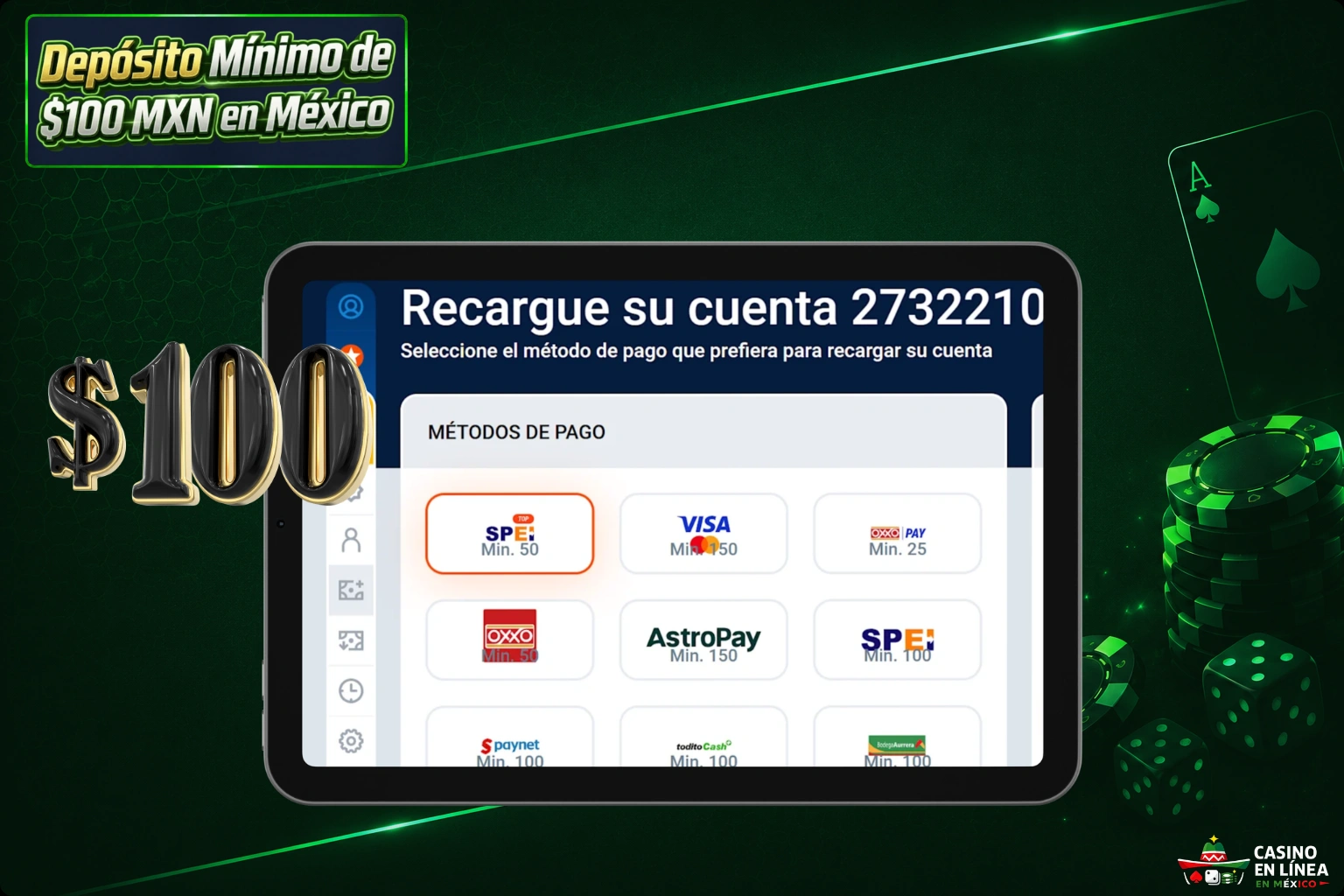 Juegos Disponibles con un Depósito de 100 Pesos