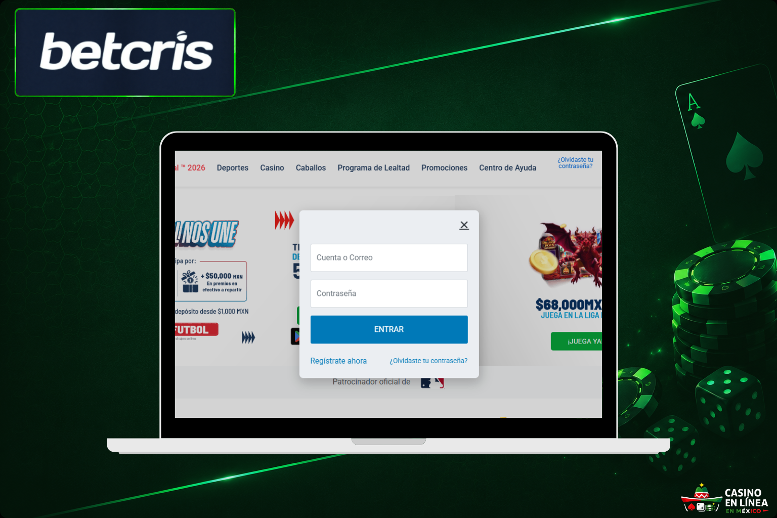 Inicia sesión en el casino BetCris