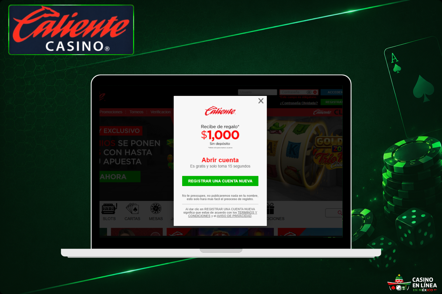 Regístrate en el sitio web oficial de Caliente Casino