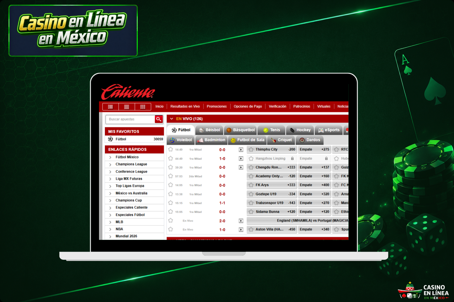 Apuestas deportivas en el Casino Caliente