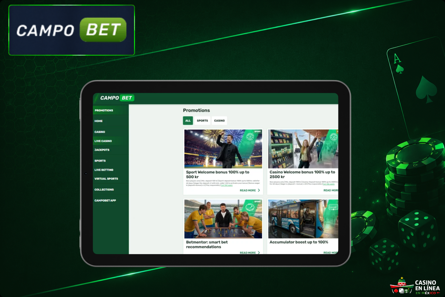 Bonos en el sitio web del casino CampoBet