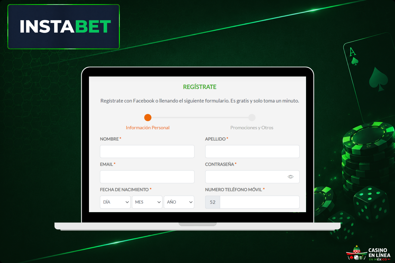 Regístrate en el sitio web de Instabet Casino