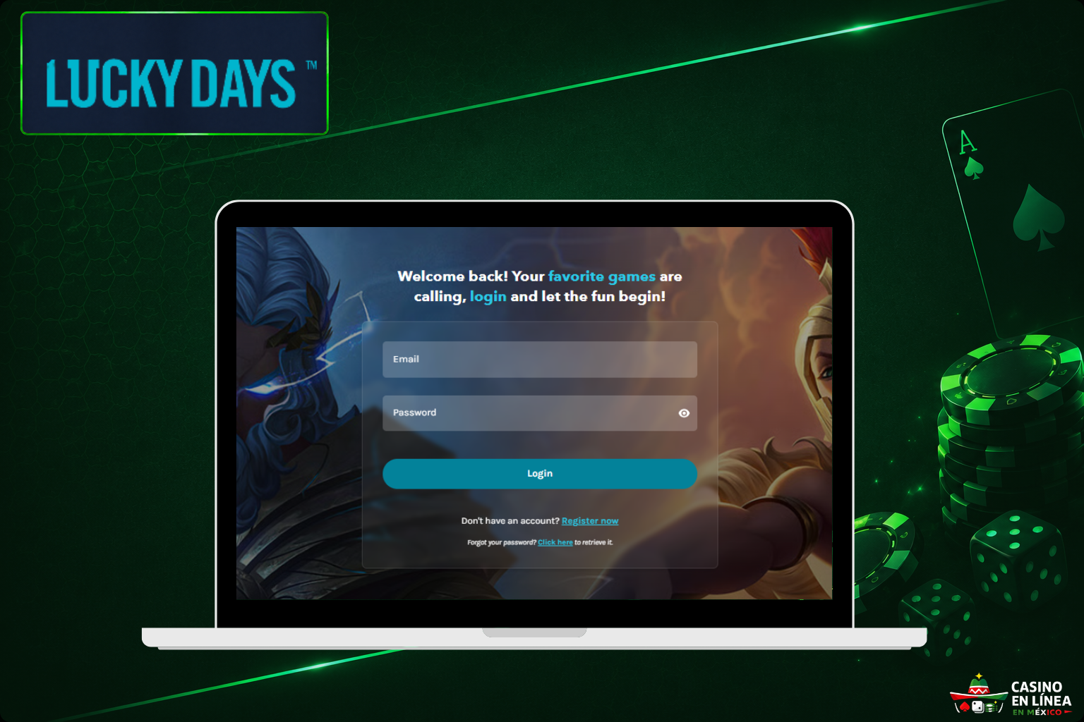Inicia sesión en tu cuenta de Lucky Days Casino