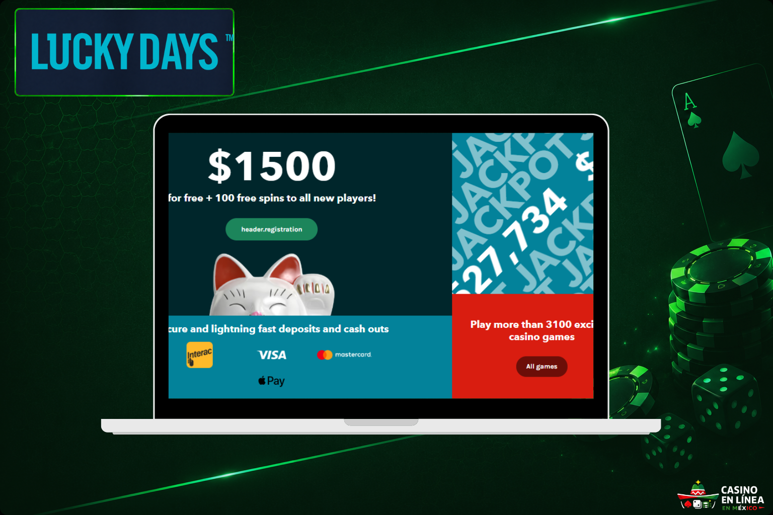Sistemas de pago en el sitio web del casino Lucky Days