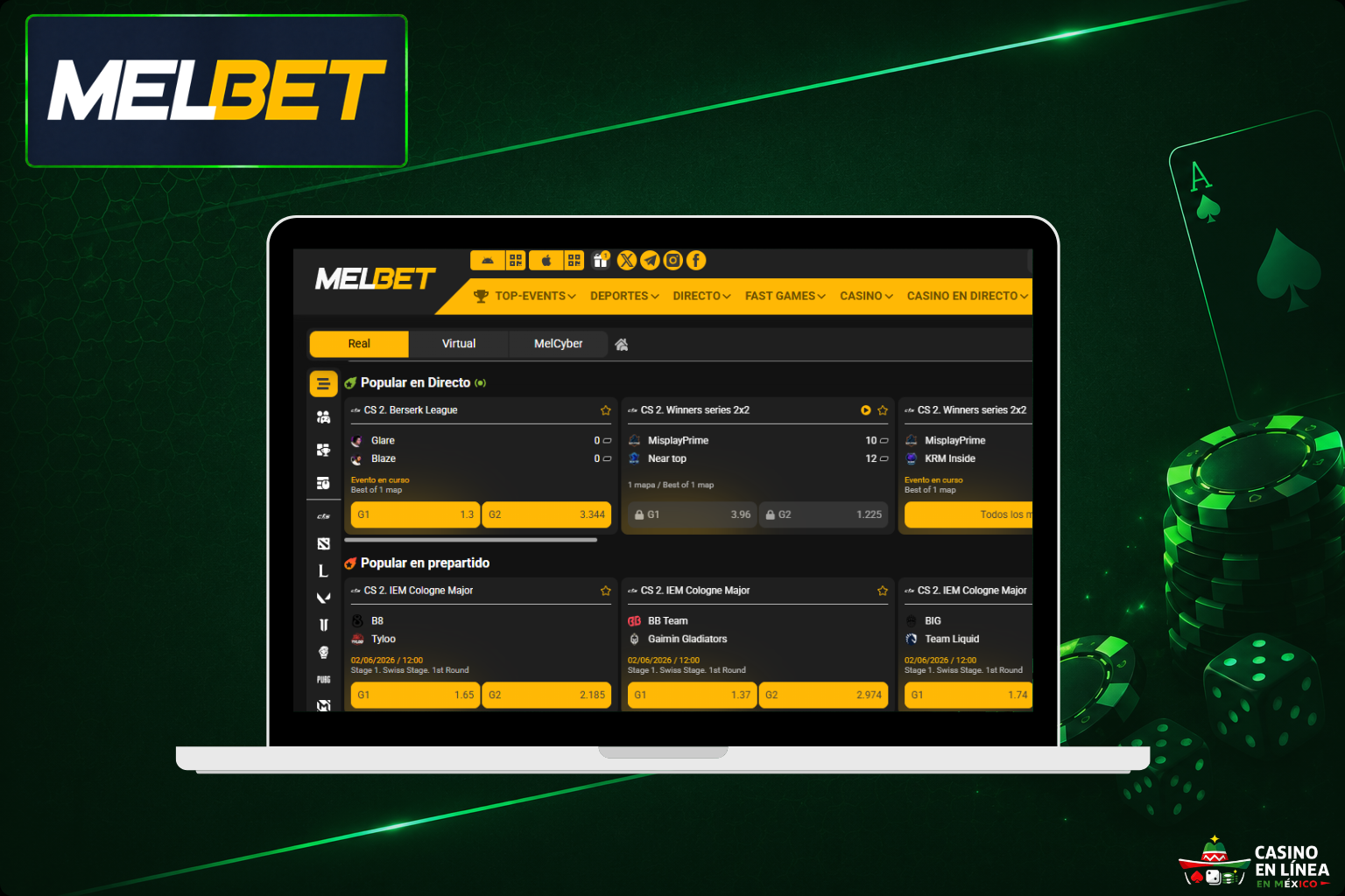 Apuestas deportivas en la sección Melbet