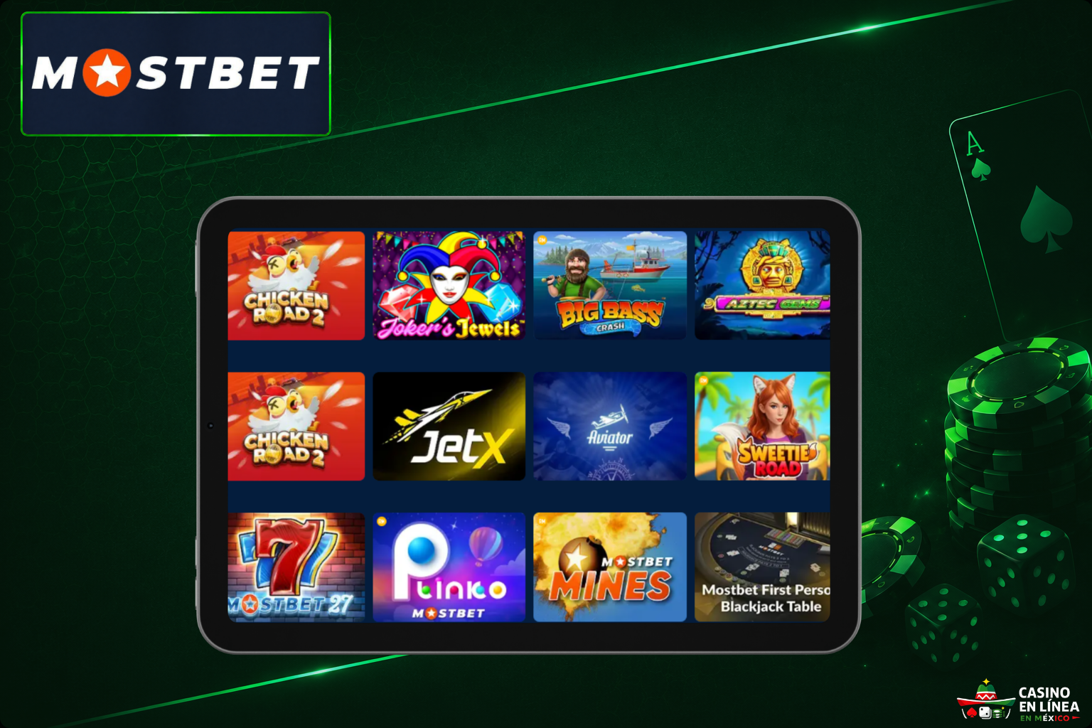 Máquinas tragamonedas en el sitio web del casino Mostbet
