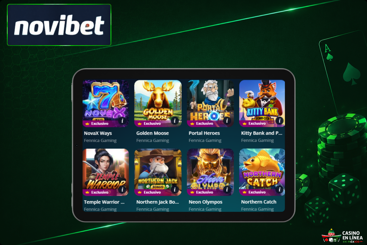 Máquinas tragamonedas en el sitio web del casino Novibet