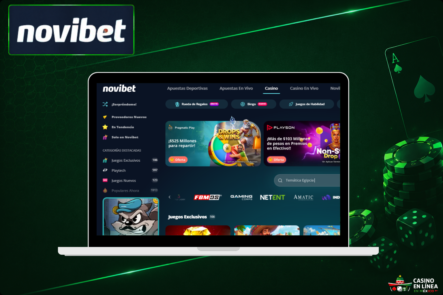 Sitio web oficial del casino Novibet