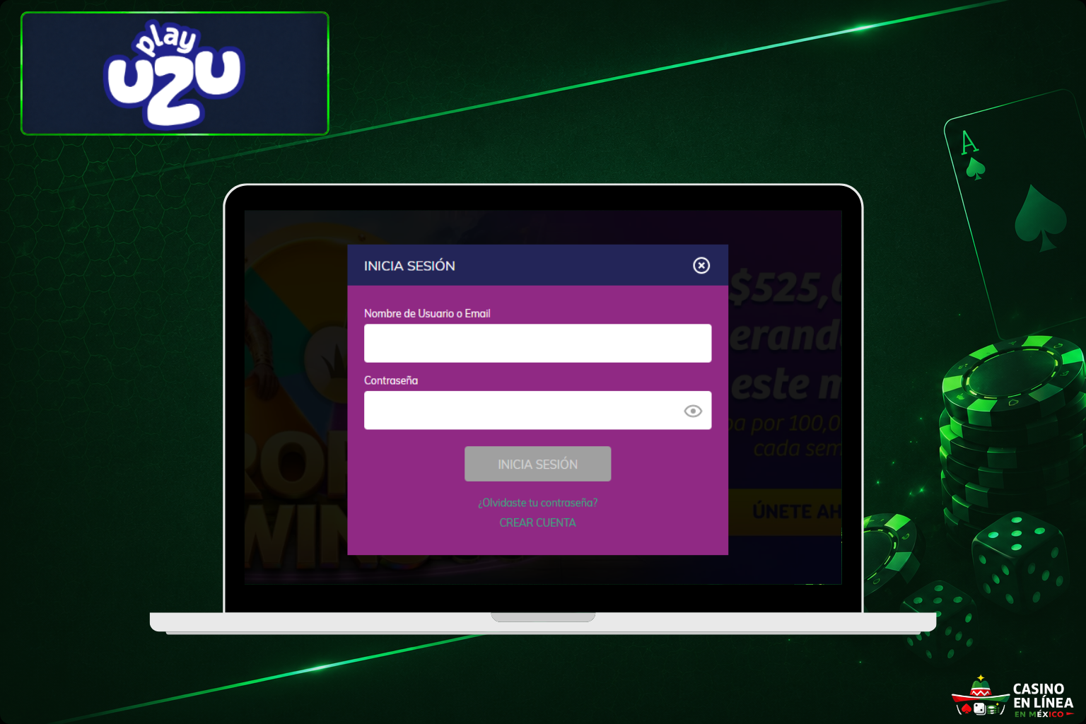 Inicia sesión en PlayUzu Casino a través del sitio web oficial