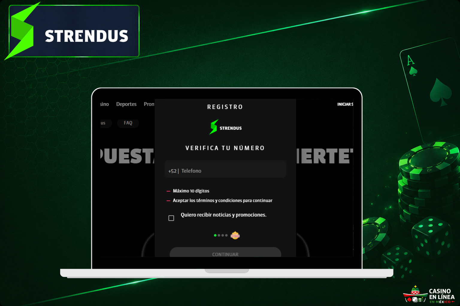 Regístrate en el portal de juegos de Strendus Casino